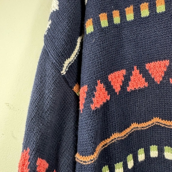 Vintage Jantzen Size XL Sweater Pullover Grandpa Geometric 80s 90s Blue - Picture 3 of 5